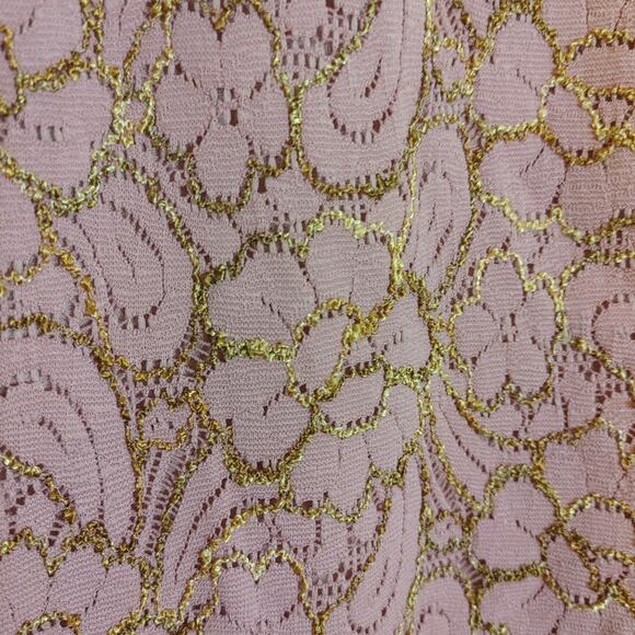 JM Collection Size Small Nylon Pink Floral Flower Textured Short Sleeve Blouse - Picture 8 of 8